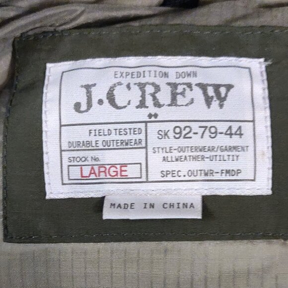 J. Crew Expedition Down Hooded Puffer Vest Green MEN'S LARGE - Picture 2 of 6